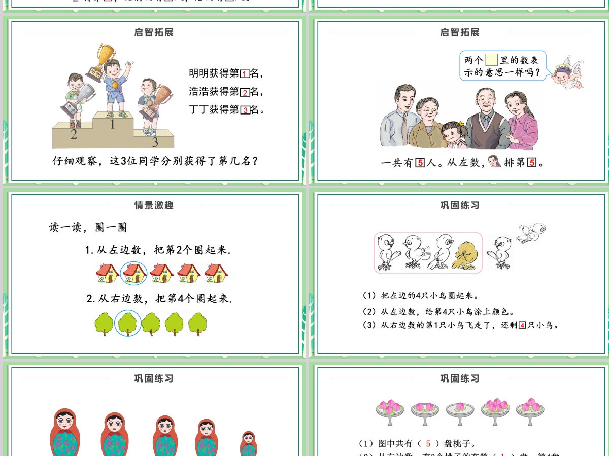 人教版小学一年级数学上册第三课第二课时：1~5的认识和加减法——第几、分与合（含配套教案）课件PPT	