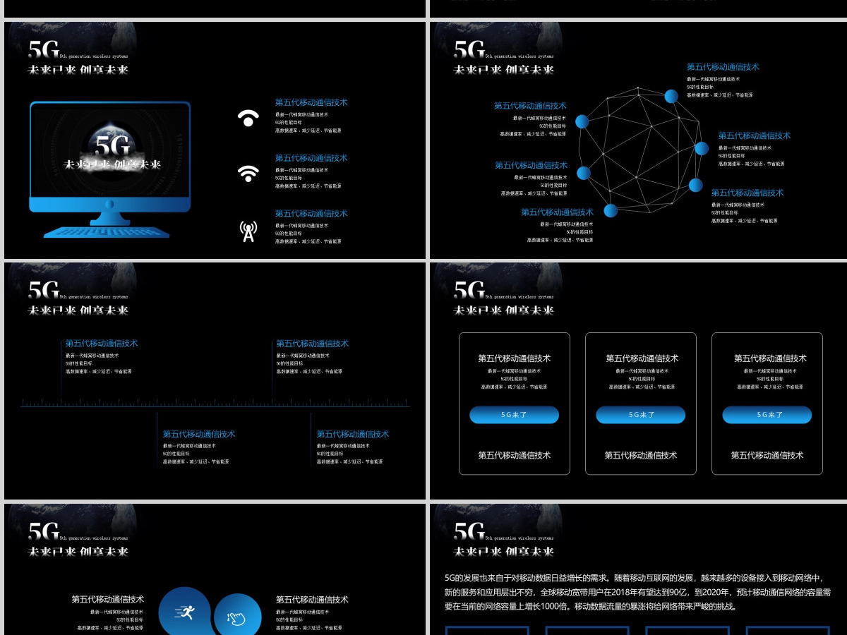 原创5G互联网科技通信技术发布会PPT模板