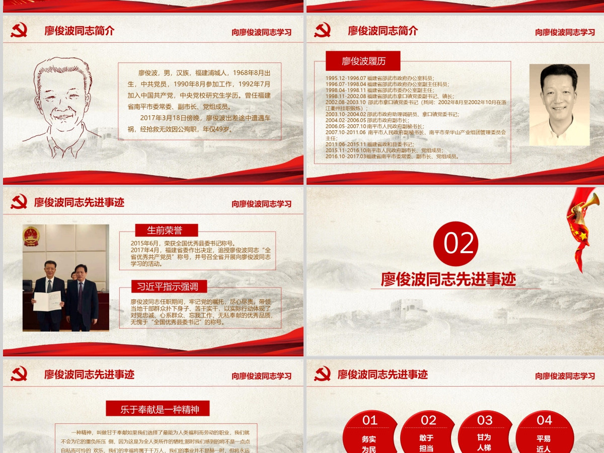 向廖俊波同志学习党建教育PPT模板 向廖俊波同志学习党建教育PPT模板