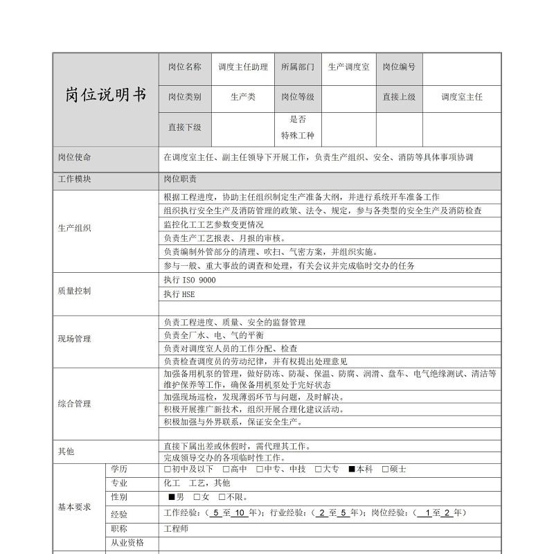 主任助理岗位说明书 主任助理岗位说明书