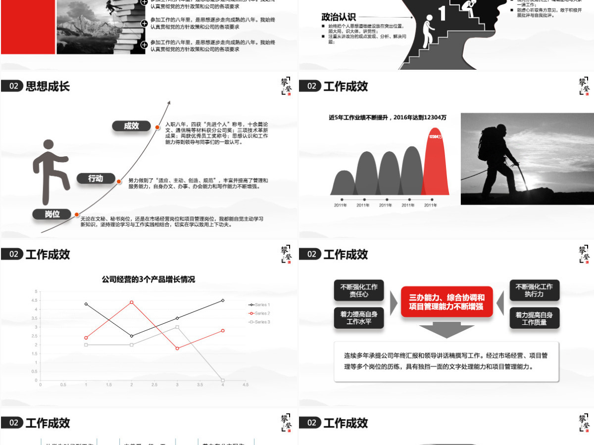 极致简约攀登高峰岗位竞聘工作计划PPT