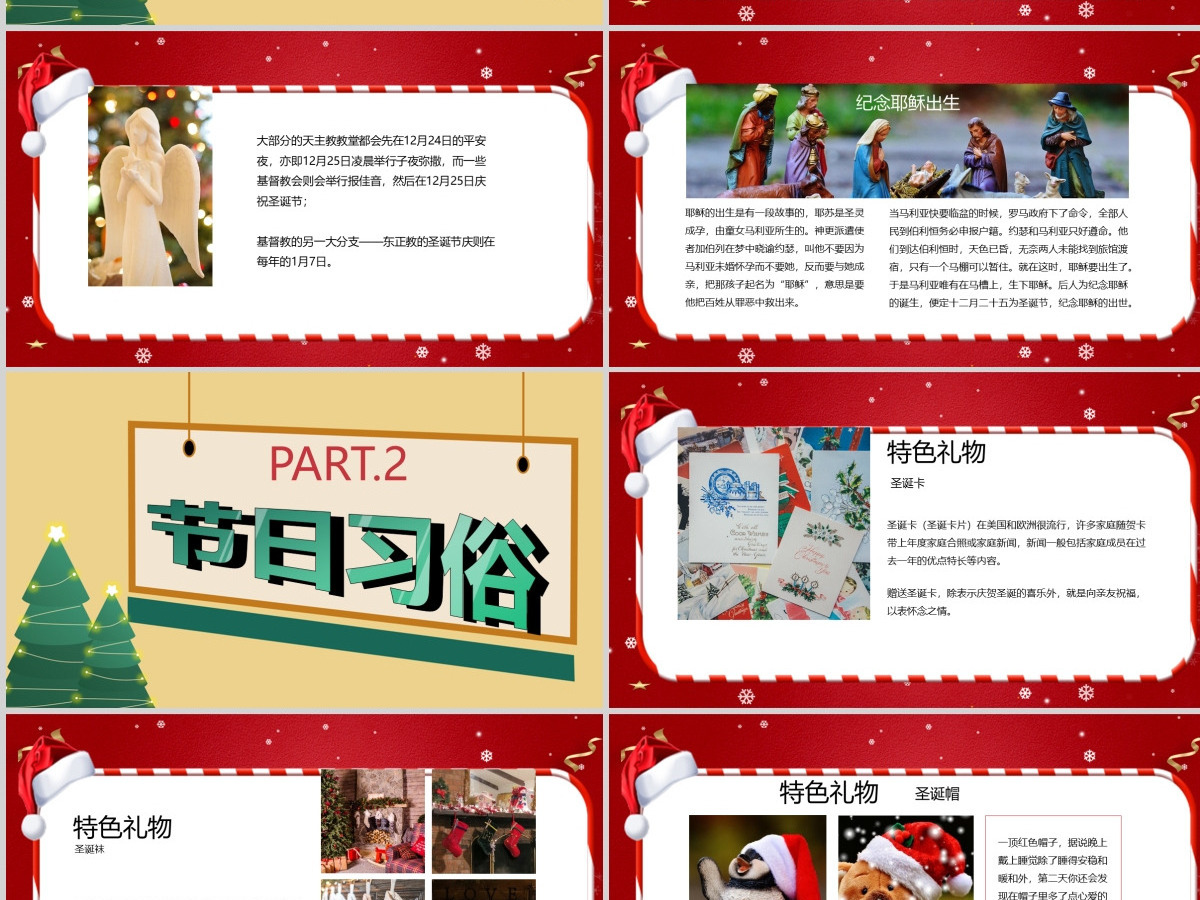 红色圣诞节快乐通用PPT模板