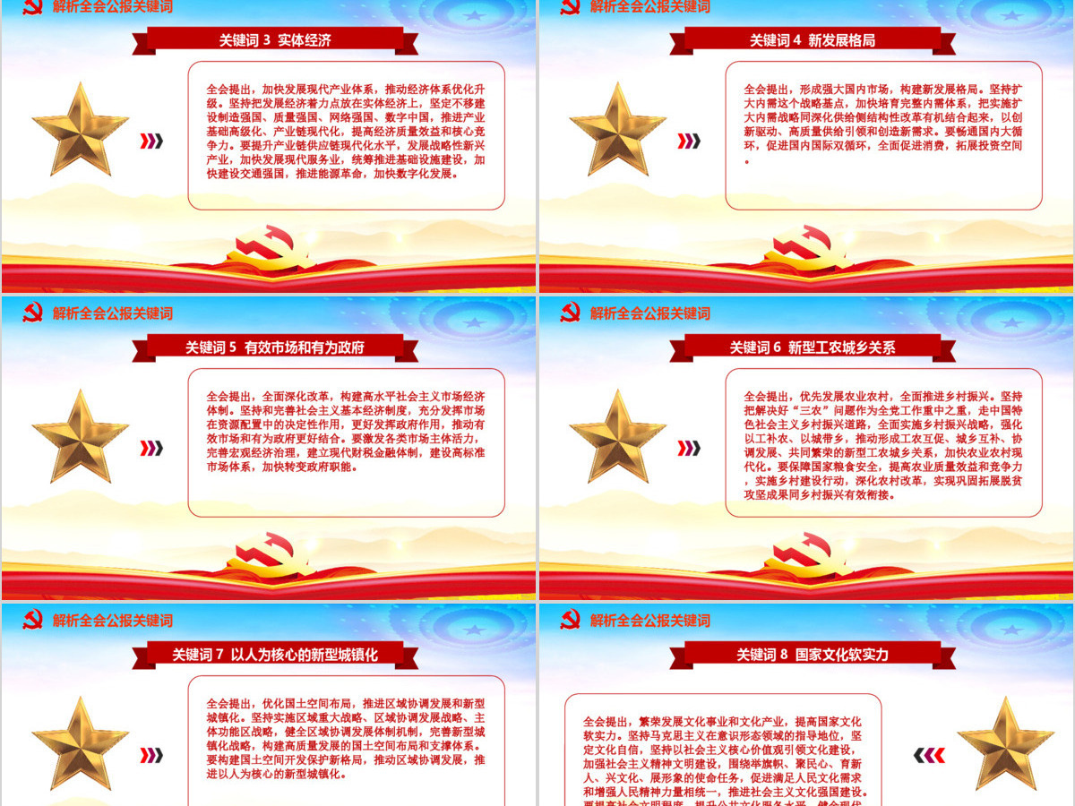 时尚彩色中国共产党第十九届五中全会公报学习解读PPT
