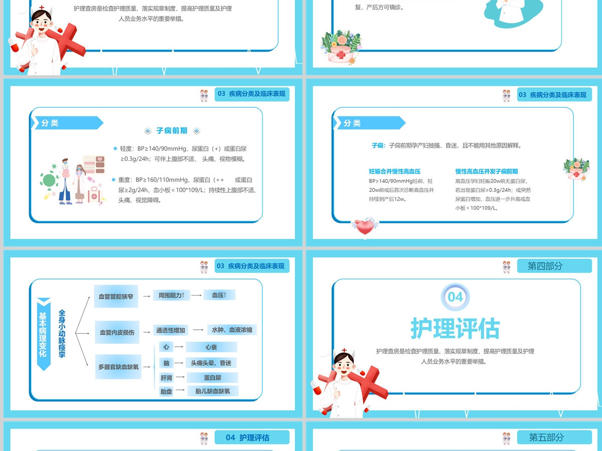 2022妊娠期高血压护理查房PPT简约清新护理查房通用PPT