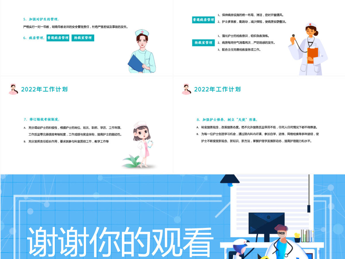 2022简约时尚风护理年终总结护士年终总结课件PPT模板