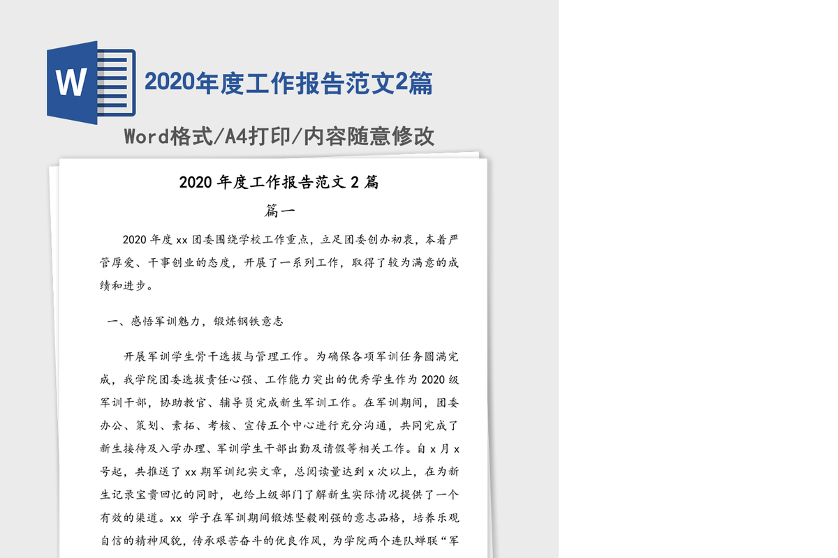 2020年度工作报告范文2篇