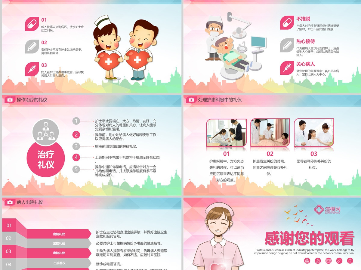 原创医疗医院护士护理礼仪培训课件PPT模版