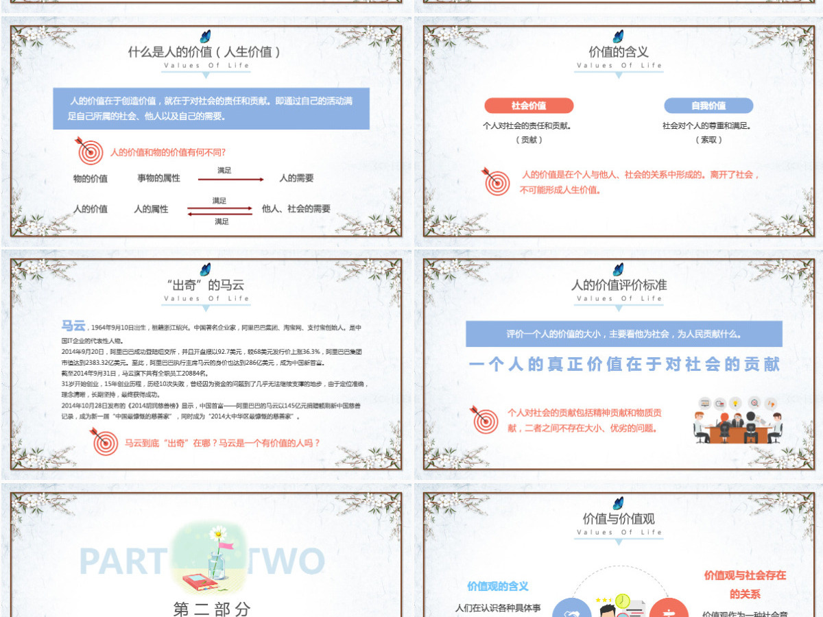 简约清新人生价值观校园教师课件PPT模板 简约清新人生价值观校园教师课件PPT模板