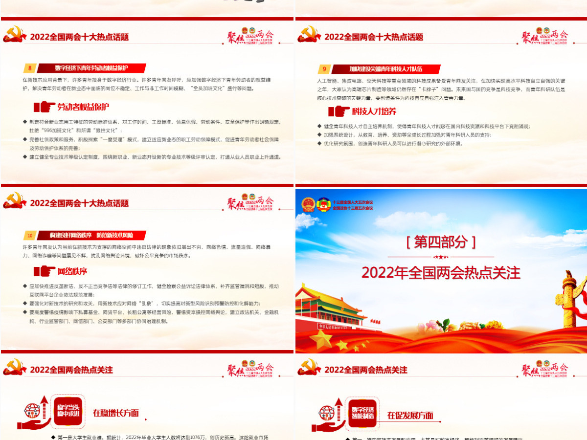 聚焦2022年全国两会精美大气以优异成绩迎接党的二十大召开党课课件PPT-含讲稿