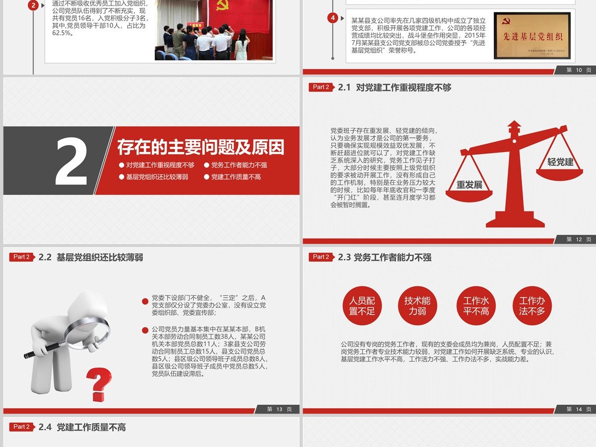 基层党建党委党支部工作汇报ppt模板幻灯片 基层党建党委党支部工作汇报ppt模板幻灯片