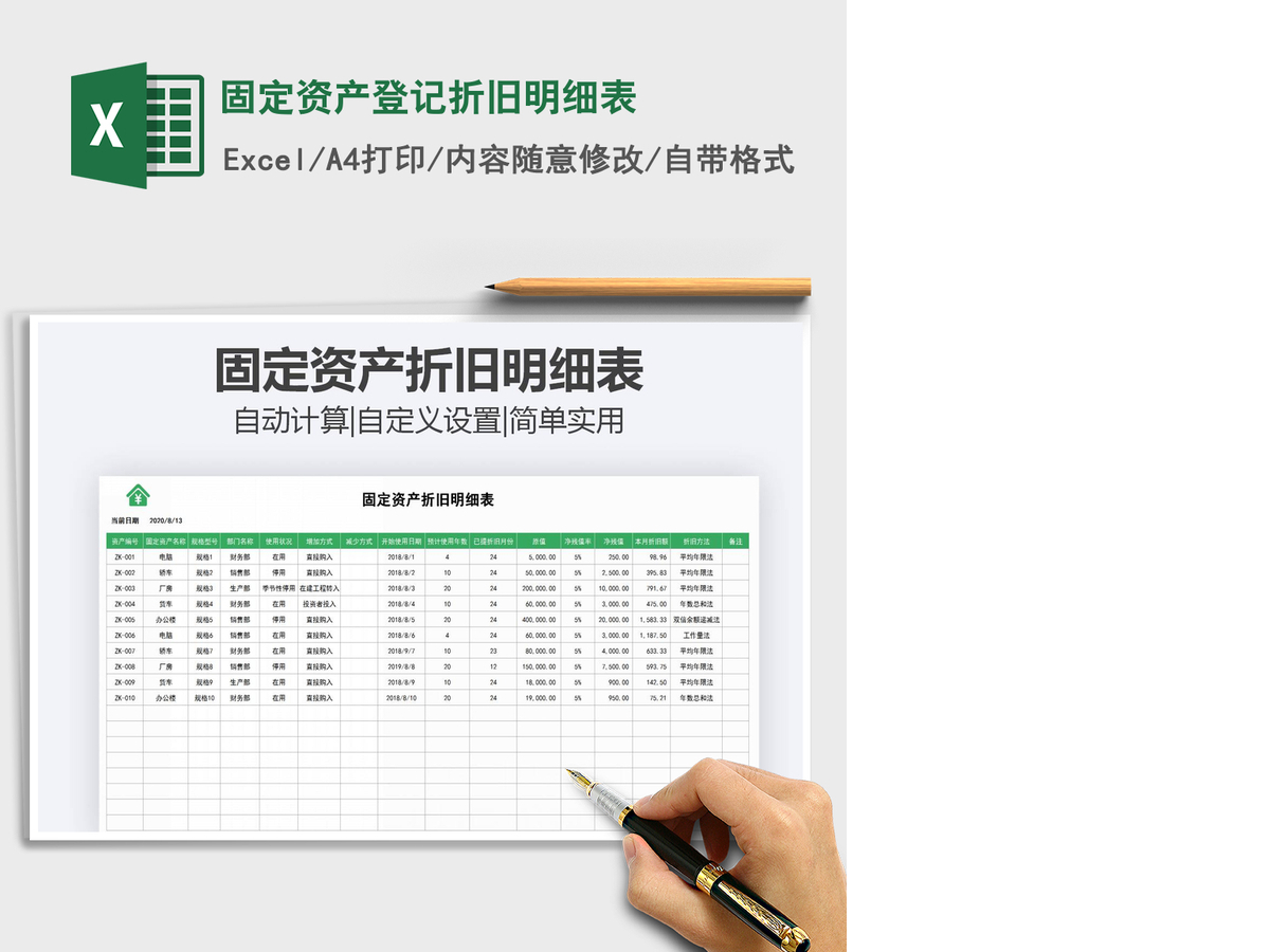 2021年固定资产登记折旧明细表