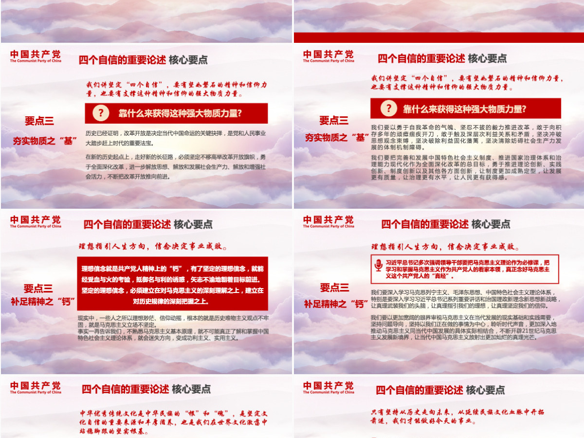 红色大气主题风格党课四个自信PPT模板 红色大气主题风格党课四个自信PPT模板