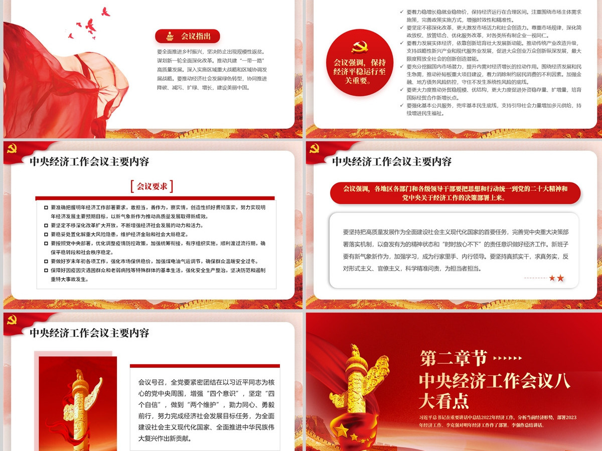 原创红色2022中央经济工作会议精神解读2023党政风通用党课ppt模板 原创红色2022中央经济工作会议精神解读2023党政风通用党课ppt模板