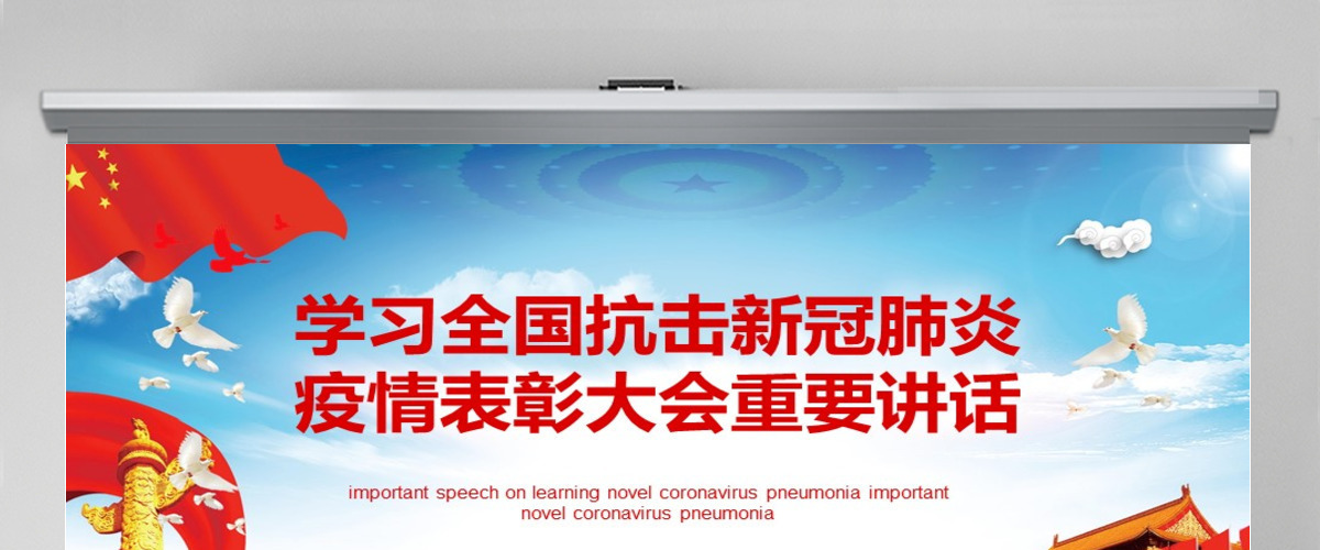 学习全国抗击新冠肺炎疫情表彰大会重要讲话PPT模板-含讲稿