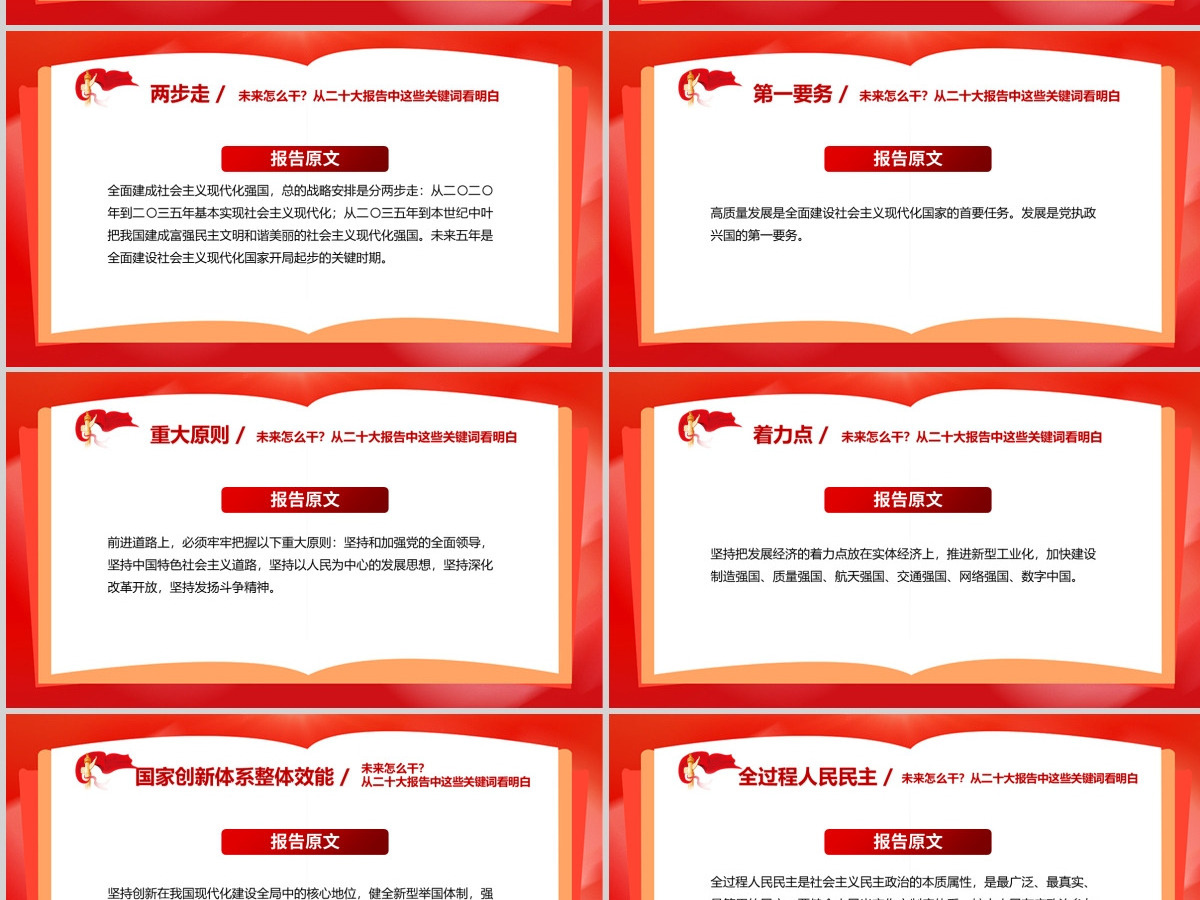 未来怎么干从二十大报告中这些关键词看明白PPT红色精美20大报告中的关键词学习解读微党课课件 未来怎么干从二十大报告中这些关键词看明白PPT红色精美20大报告中的关键词学习解读微党课课件