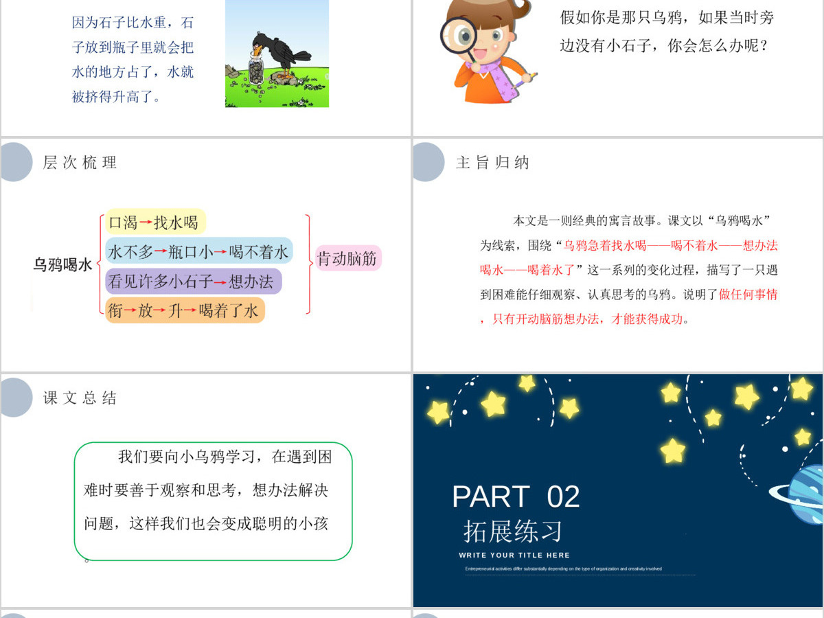 人教版小学一年级语文上册第五章课文：第十三课——乌鸦喝水（含配套教案）课件PPT