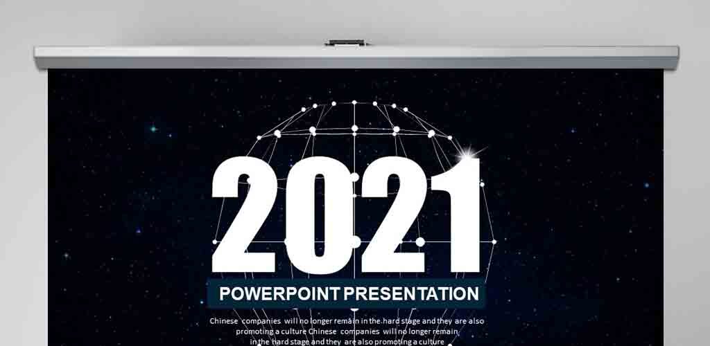 震撼星空IOS可视化商务PPT模板幻灯片 2021工作总结述职报告PPT模板幻灯片