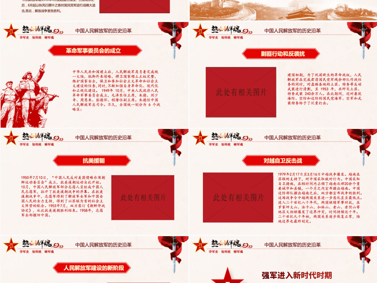 原创精细解读建军节中国人民解放军军史ppt模板-版权可商用