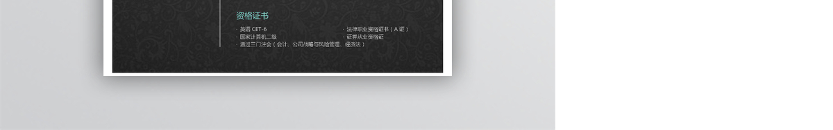 高大上大气黑word简历