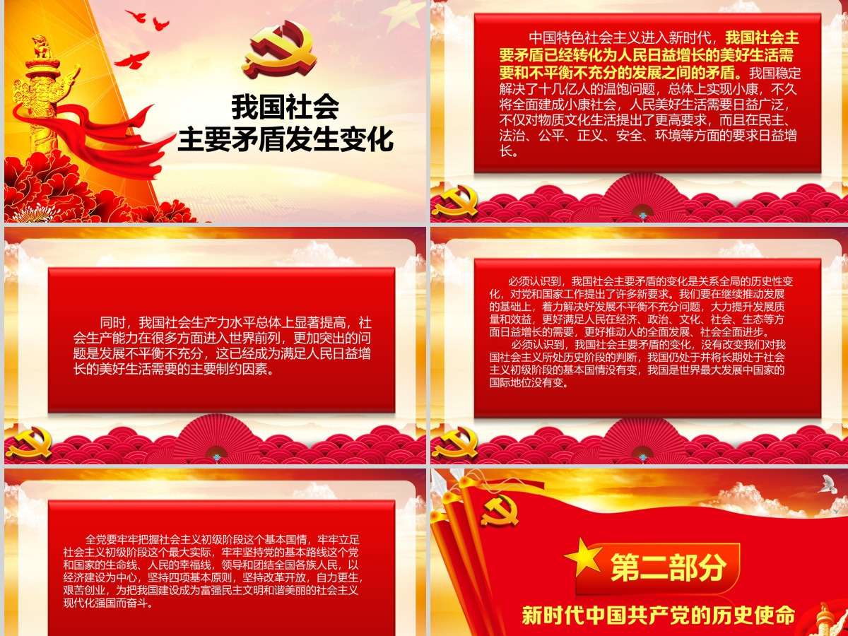 2019中国十九大红色精神会议PPT模板