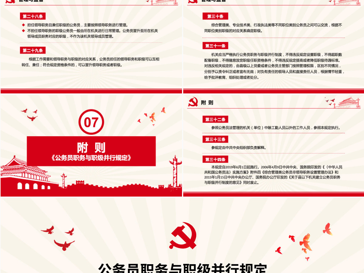 原创学习解读公务员职务与职级并行规定ppt-版权可商用