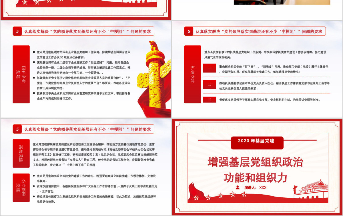 2020年基层党建增强基层党组织政治功能和组织力PPT模板