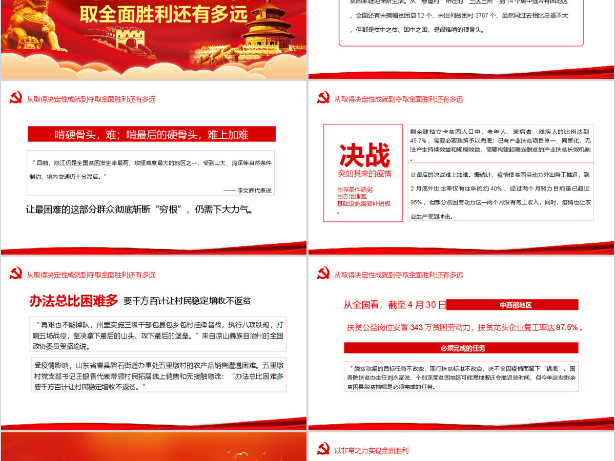 2020决战决胜脱贫攻坚从取得决定性成就到夺取全面胜利PPT模板