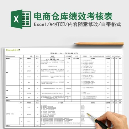 电商仓库绩效考核Excel表 电商仓库绩效考核Excel表