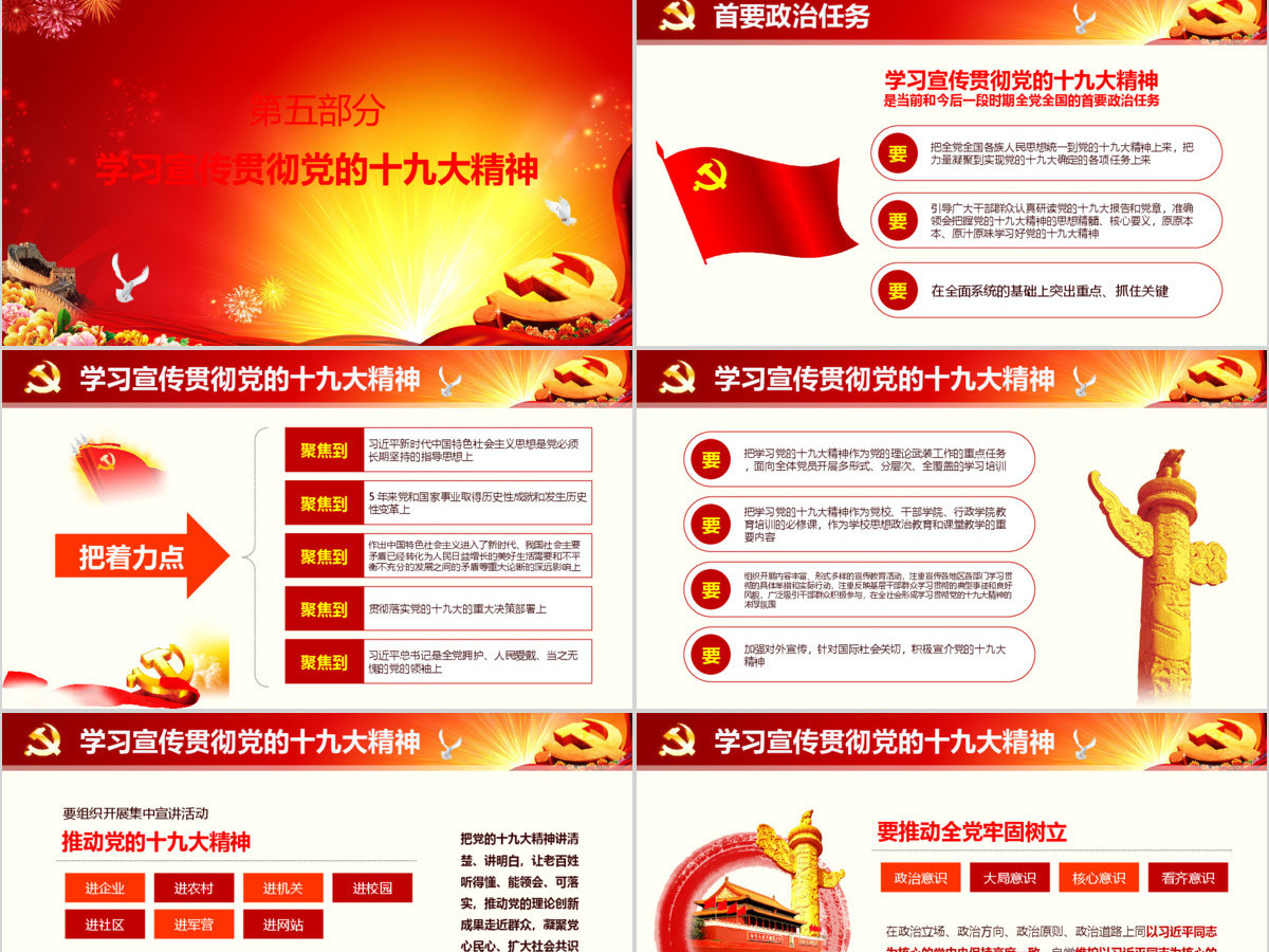 十九大报告ppt模板学习贯彻19大精神 十九大报告ppt模板学习贯彻19大精神