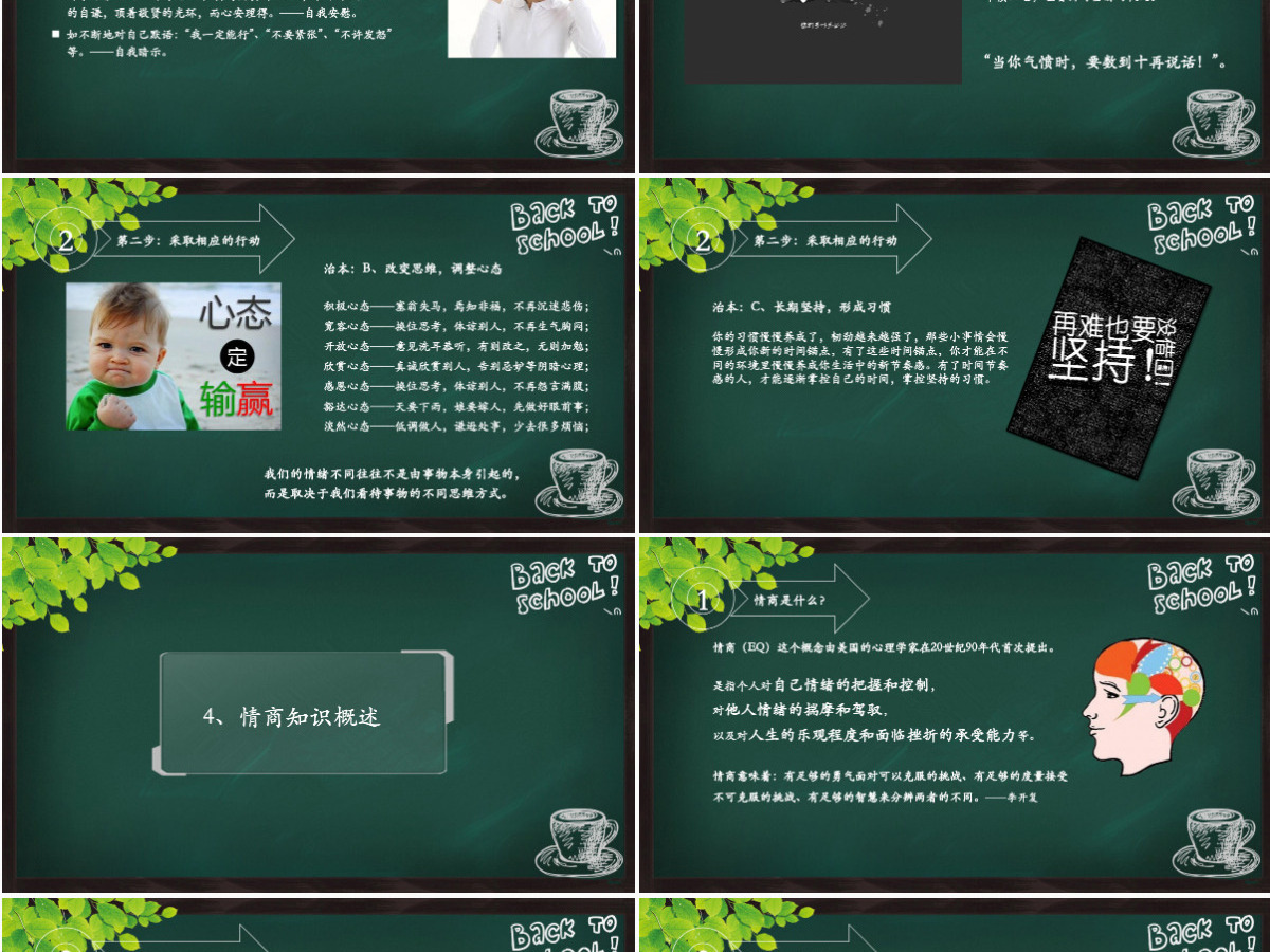 夏季校园风黑板背景情绪管理ppt模板