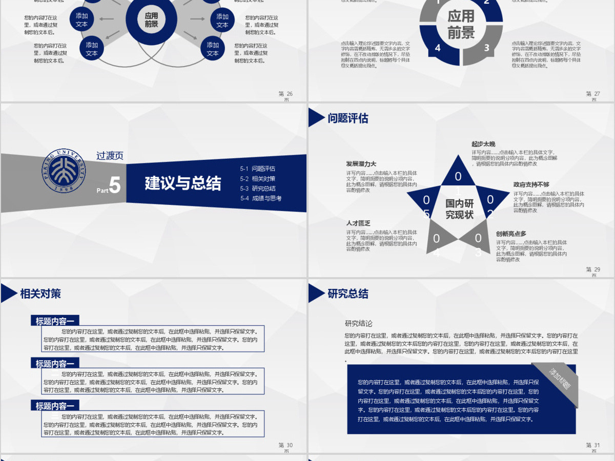 简洁实用型开题报告毕业论文答辩PPT模板幻灯片