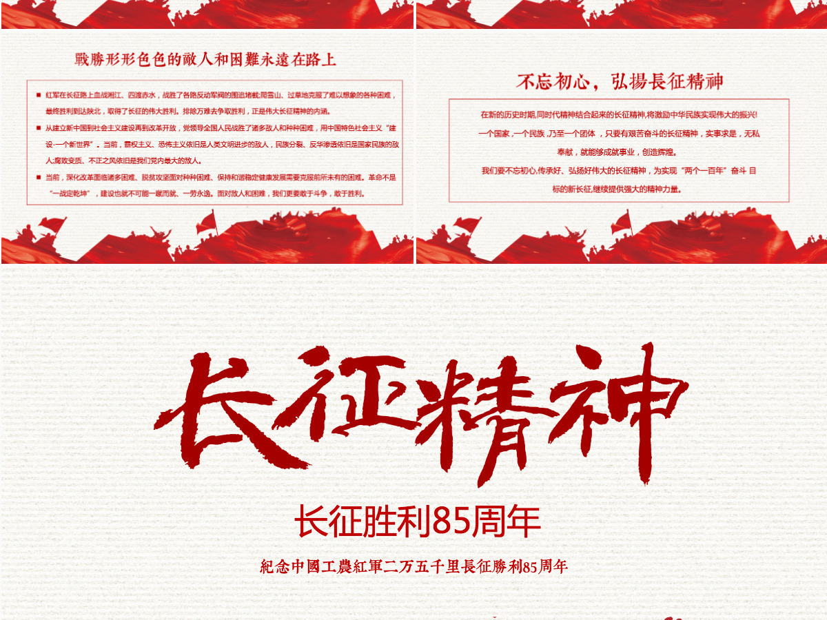 纪念红军长征胜利85周年课件PPT模板-含讲稿