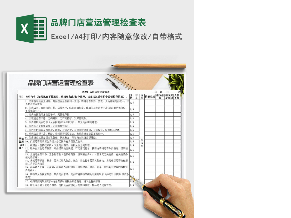 2021年品牌门店营运管理检查表