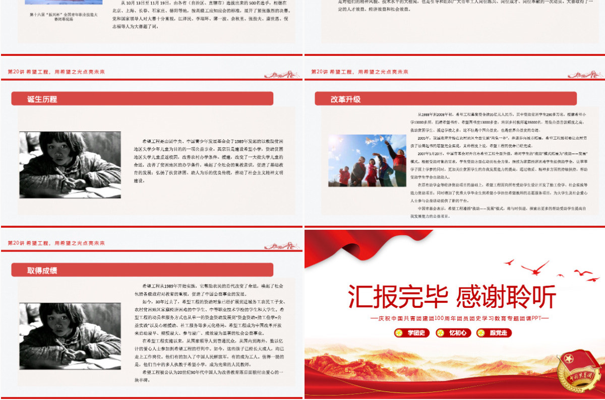 1919-2022团史故事100讲庆祝中国共青团建团100周年团史学习教育专题团课PPT
