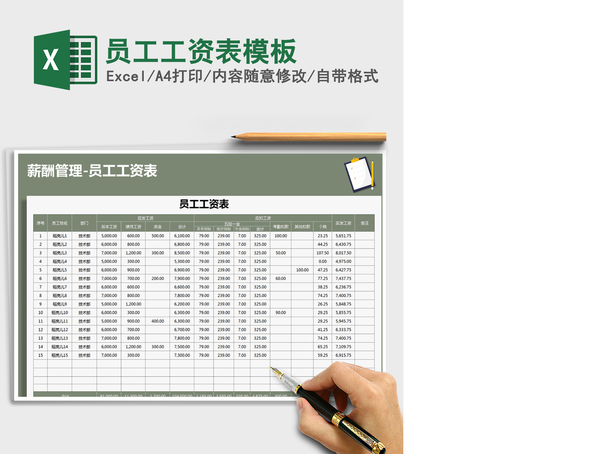 2021年员工工资表模板