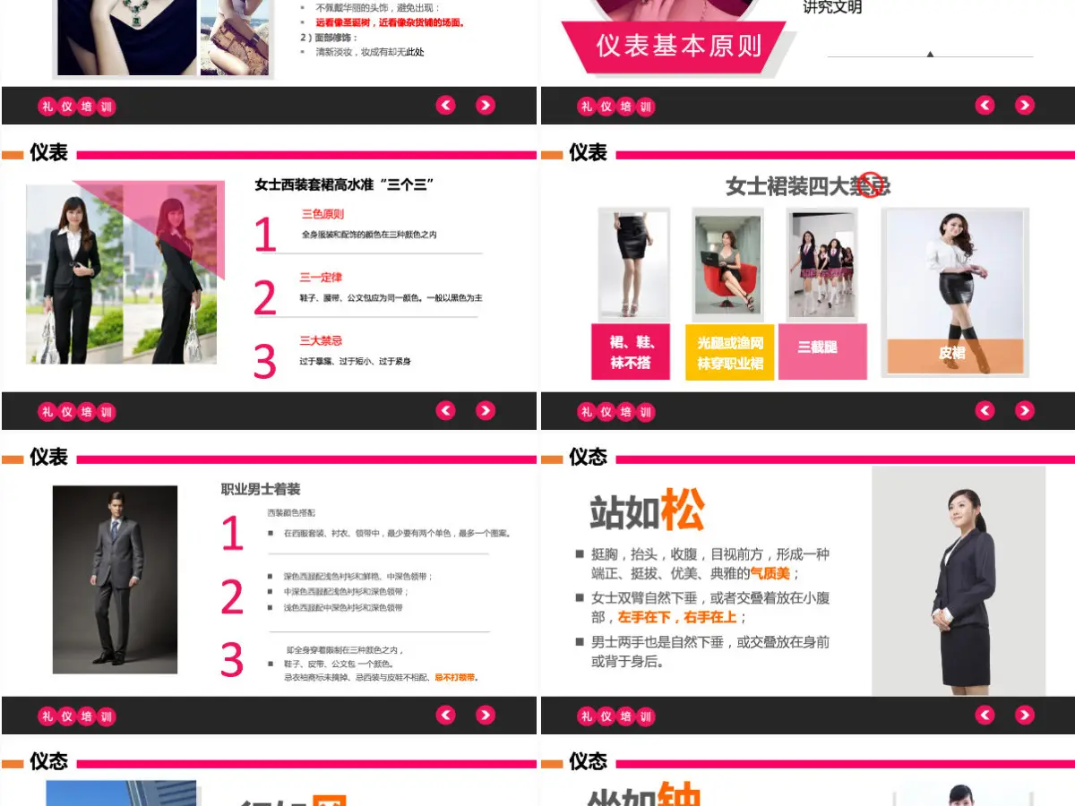 商务礼仪PPT模板谈判电话着装接待的礼仪