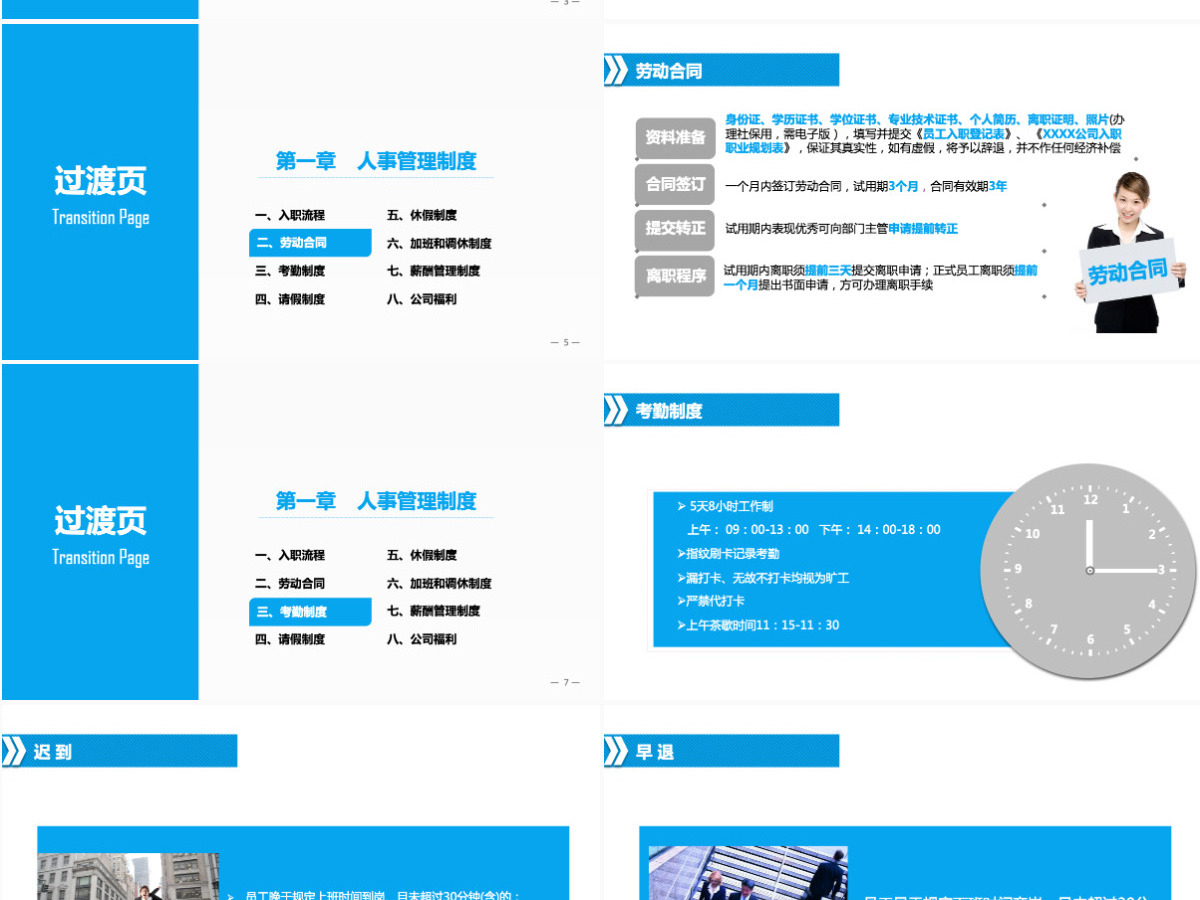 入职培训之员工手册蓝色通用经典PPT模板 入职培训之员工手册蓝色通用经典PPT模板