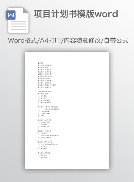 项目计划书模版word