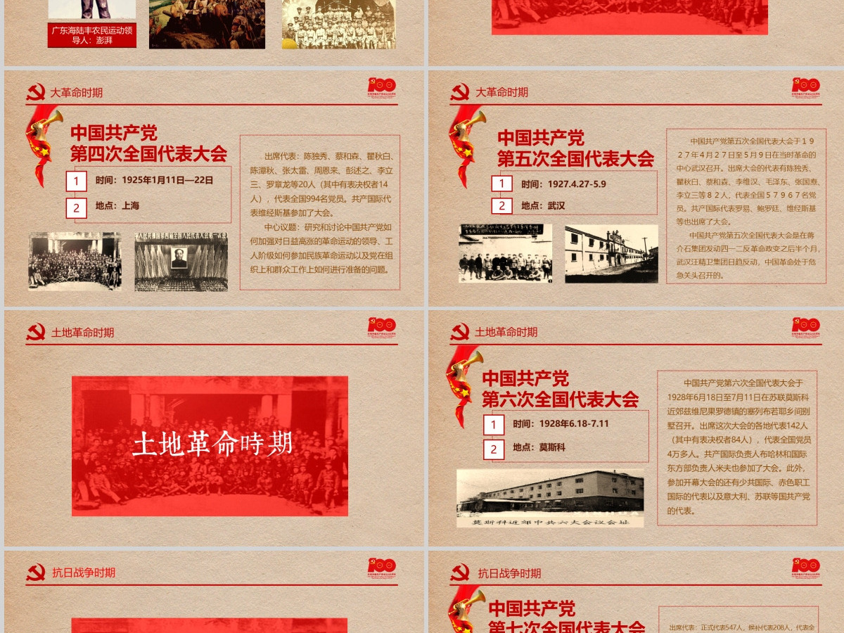 2021大气建党节100周年PPT模板--含讲稿