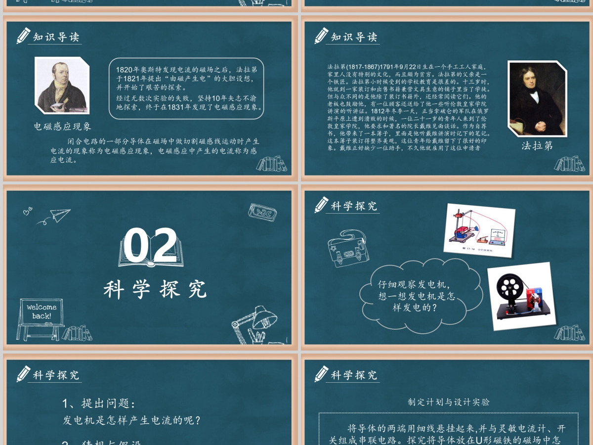 黑板风电能的产生初中物理教学课件PPT模版