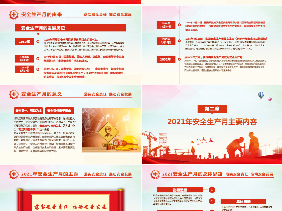 2021全国安全生产月PPT红色落实安全责任推动安全发展主题模板 2021全国安全生产月PPT红色落实安全责任推动安全发展主题模板