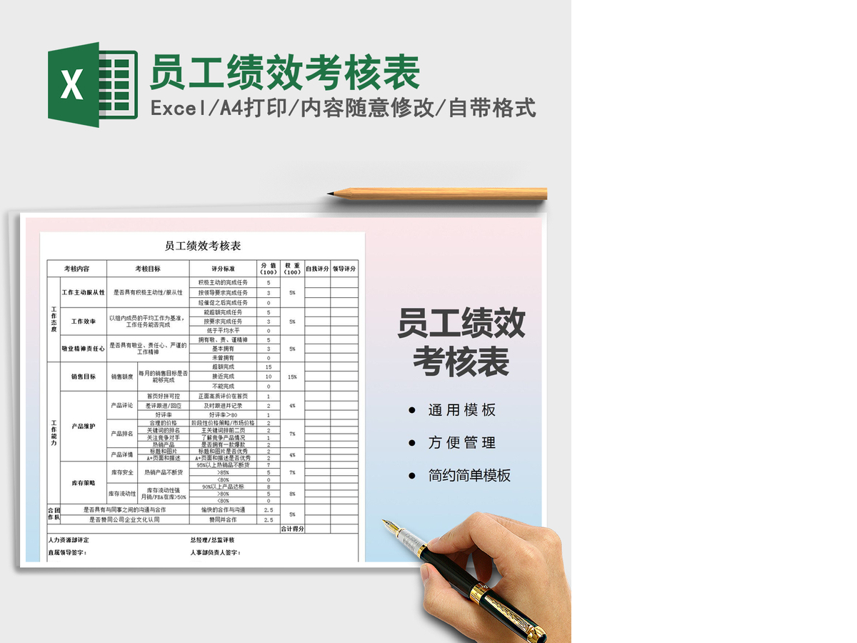 2021年员工绩效考核表 2021年员工绩效考核表