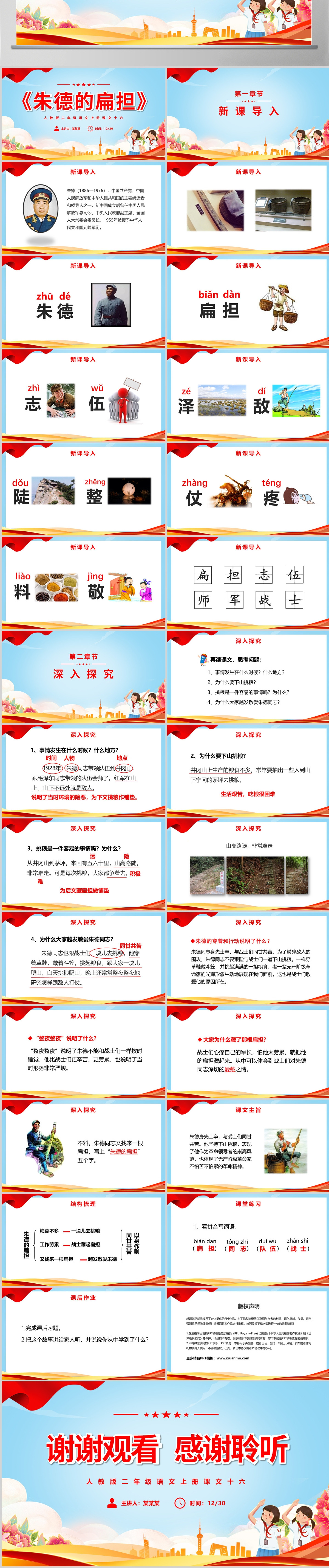 小学二年级语文上册PPT课件《朱德的扁担》--含讲稿
