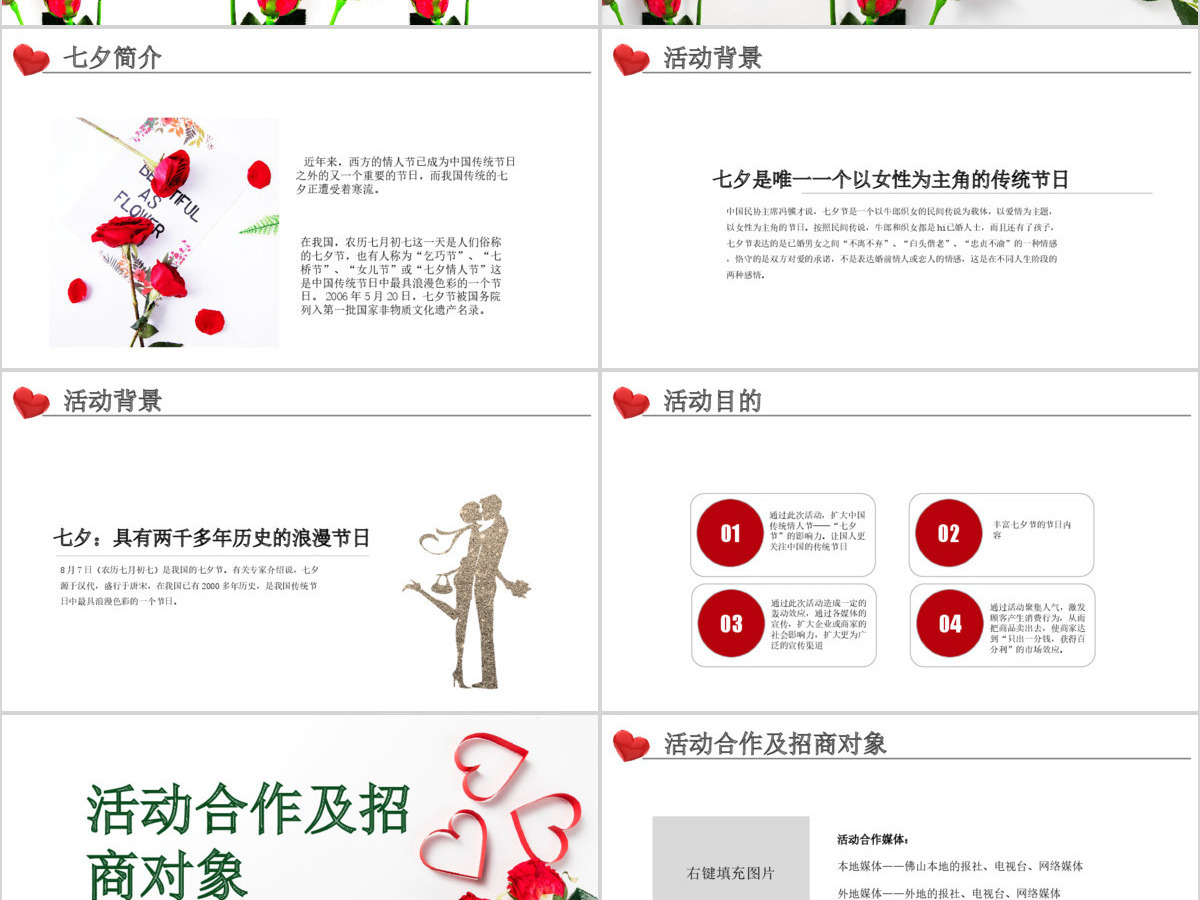 原创商业七夕情人节活动策划PPT模板-版权可商用