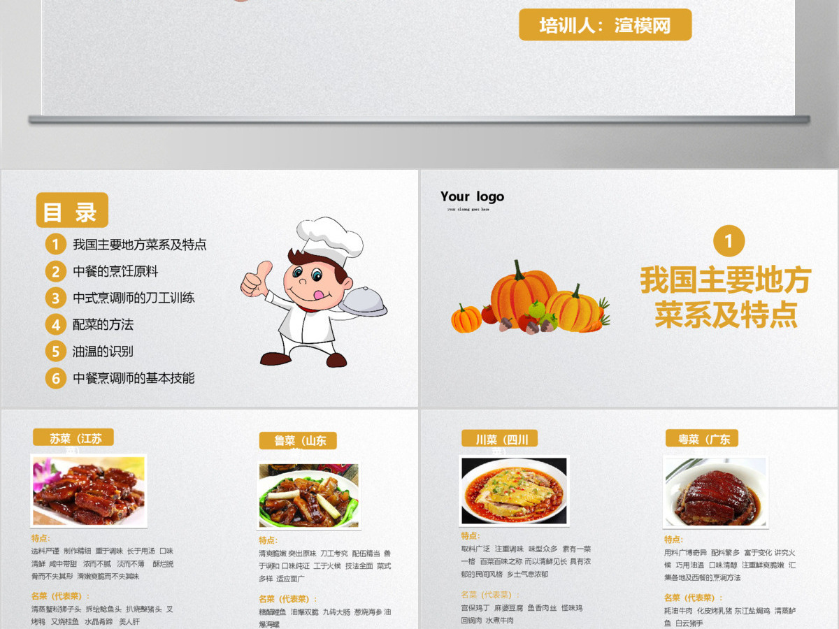 简约中式烹调师技能分享厨师培训入门培训课件PPT模板 简约中式烹调师技能分享厨师培训入门培训课件PPT模板