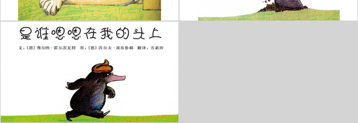  是谁嗯嗯在我的头上幼儿绘本故事PPT模板