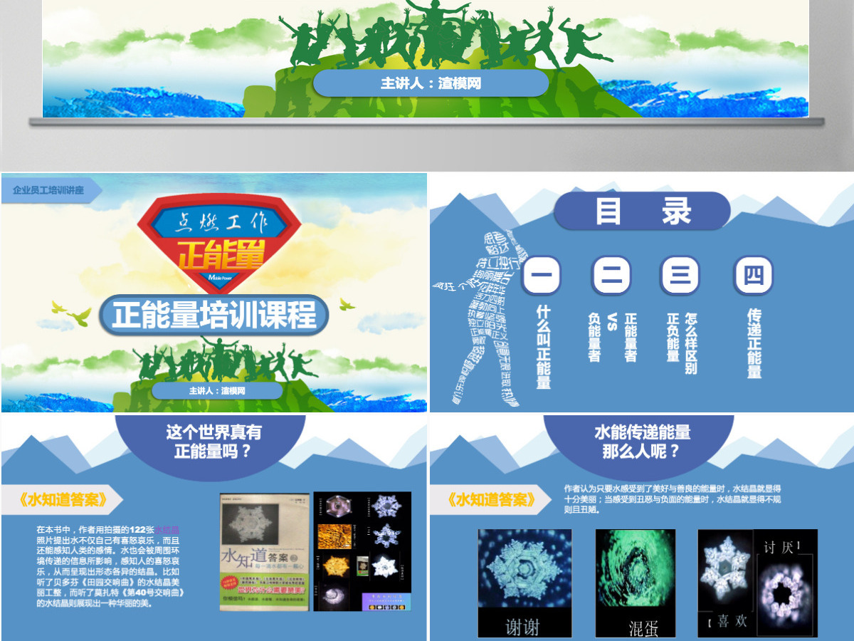 企业员工唤醒正能量培训课程蓝色商务简约ppt模板