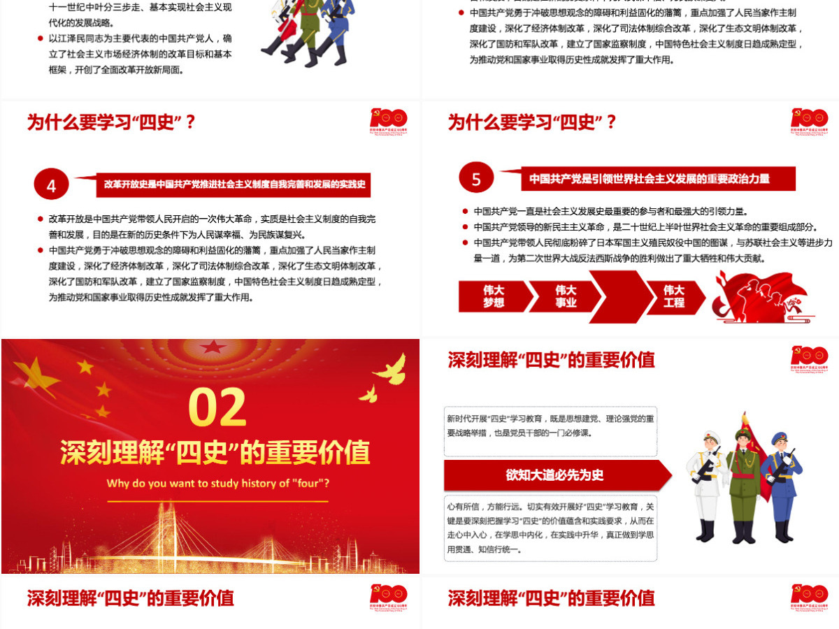 2021学习传播四史砥砺奋进前行PPT庆祝建党100周年四史党课学习党支部党政党史国史改革开放史专题辅导PPT模板-含讲稿
