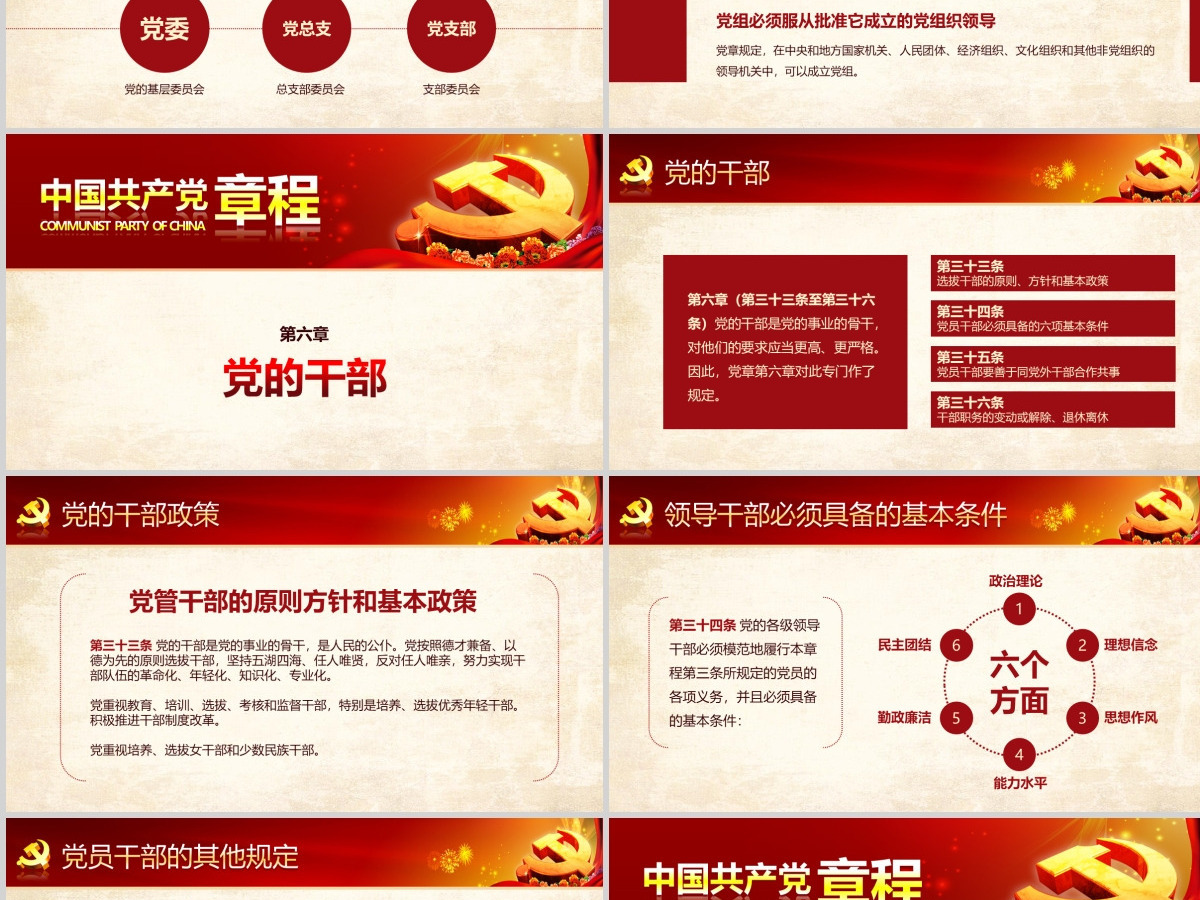 党课PPT模板新党章课件讲稿党建素材背景--含讲稿