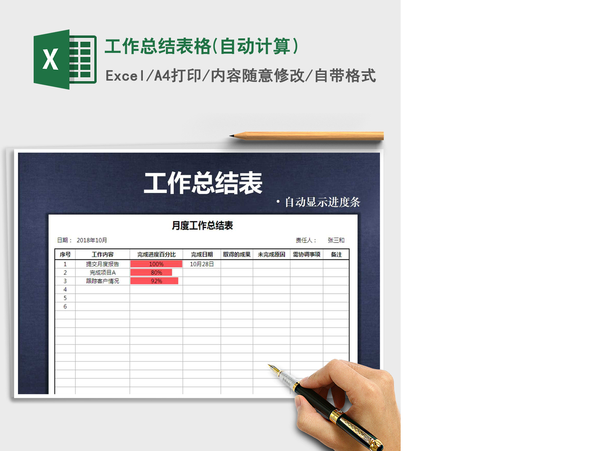 2021年工作总结表格(自动计算）